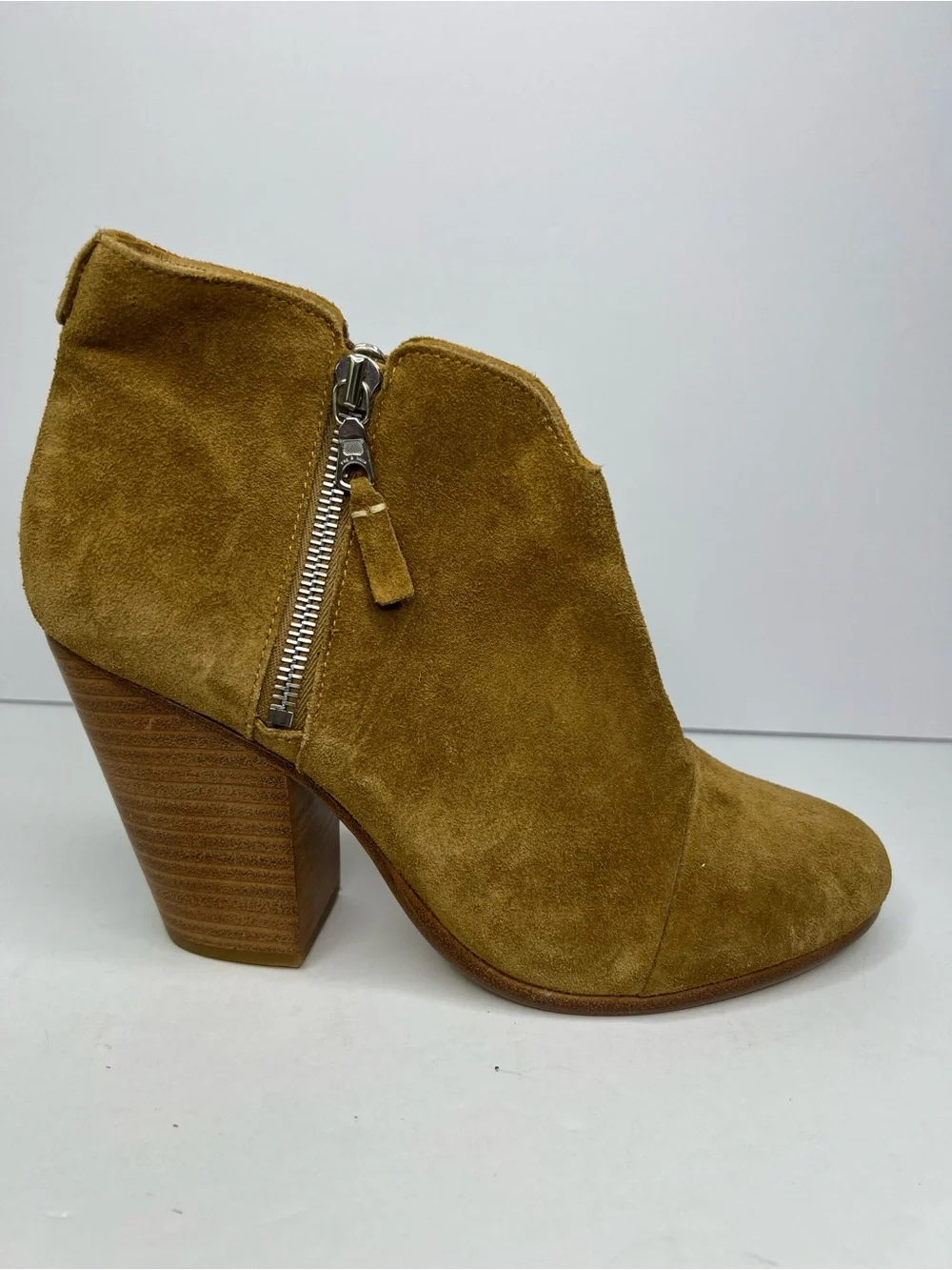 Rag & Bone Margot Tan Suede Double Zip Ankle Booties Size 40 / US 10 No Box